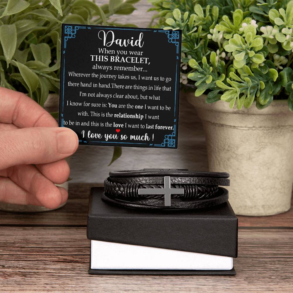 Promise Gift for Him Bracelet, Promise Bracelet for Him, Men, Boyfriend Always Linked Together Anniversary Valentines Gifts Sentimental for Husband Valentine's Day Gifts for Boyfriend Bracelet Cross VIPPP