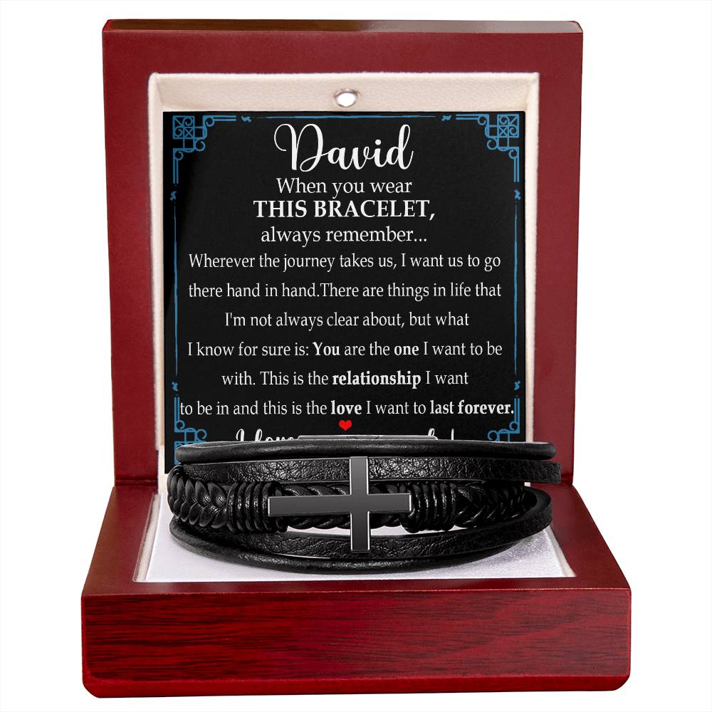 Promise Gift for Him Bracelet, Promise Bracelet for Him, Men, Boyfriend Always Linked Together Anniversary Valentines Gifts Sentimental for Husband Valentine's Day Gifts for Boyfriend Bracelet Cross VIPPP