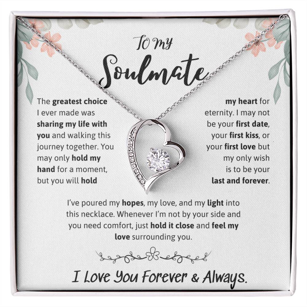To My Soulmate Necklace – Romantic Jewelry Gift for Wife from Husband – Birthday, Anniversary, Valentine’s Day Gift with Message Card & Gift Box