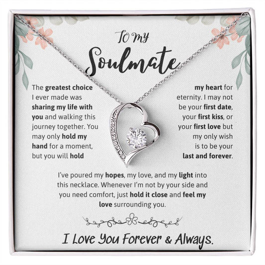 To My Soulmate Necklace – Romantic Jewelry Gift for Wife from Husband – Birthday, Anniversary, Valentine’s Day Gift with Message Card & Gift Box