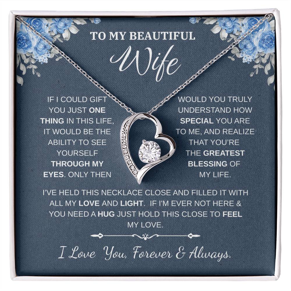 To My Wife Jewelry – Forever Love Necklace, Romantic Gift for Her, The Greatest Blessing in My Life, Perfect for Birthday, Christmas, Anniversary, or Valentine’s Day