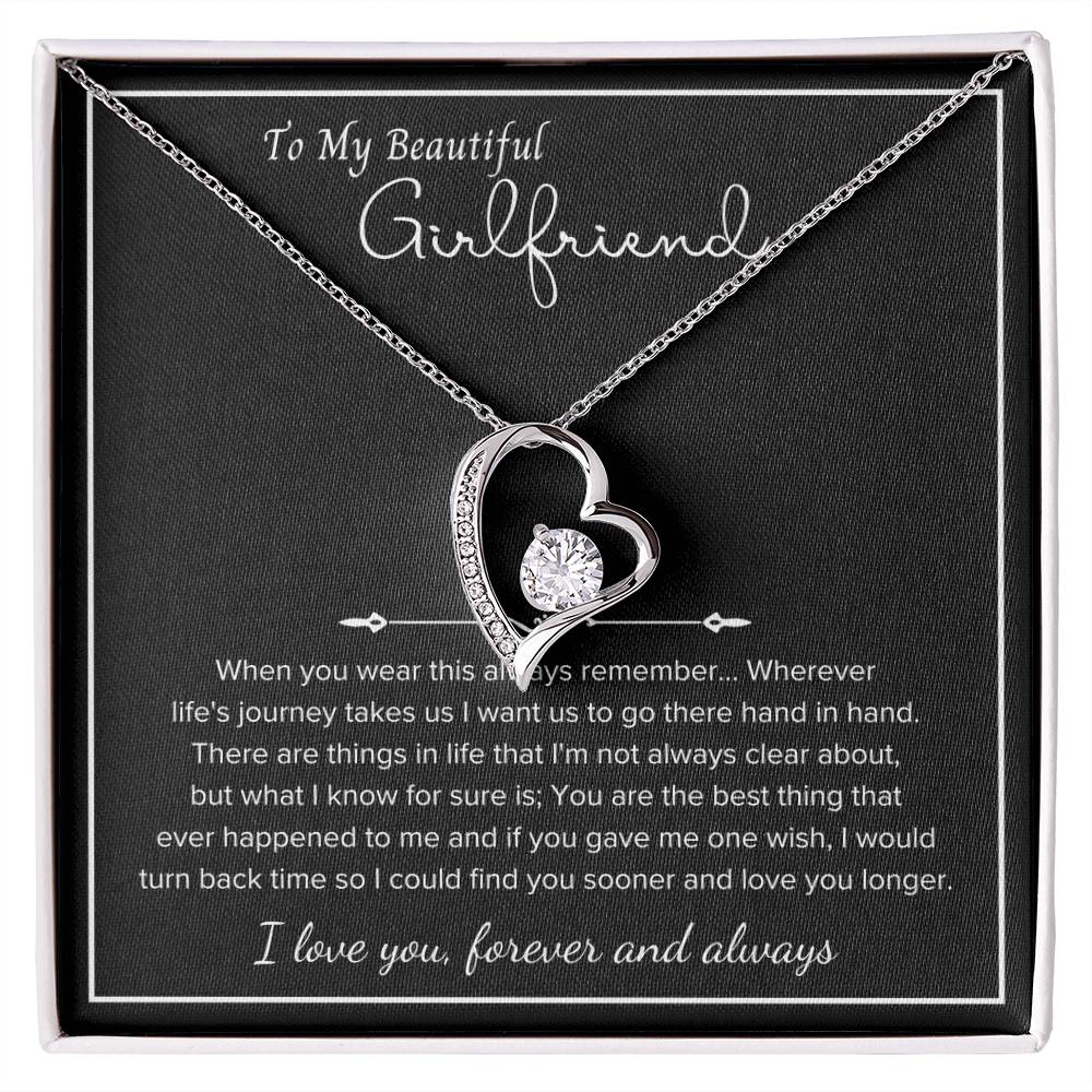 To My Girlfriend – Sterling Silver Forever Love Necklace, Meaningful Jewelry Gift for Her, Birthday, Anniversary, Valentine’s Day