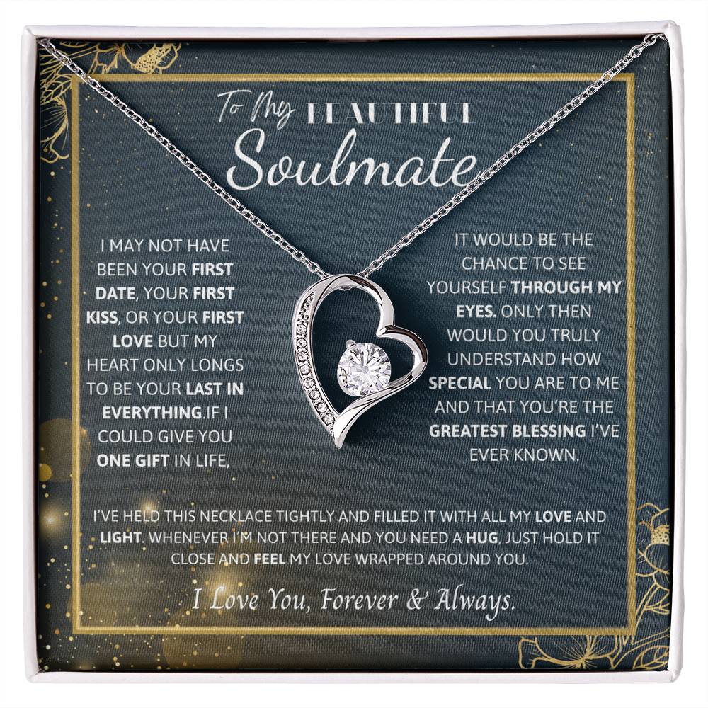 To My Soulmate Necklace – Romantic Jewelry Gift for Wife from Husband – Birthday, Anniversary, Valentine’s Day Gift with Message Card & Gift Box