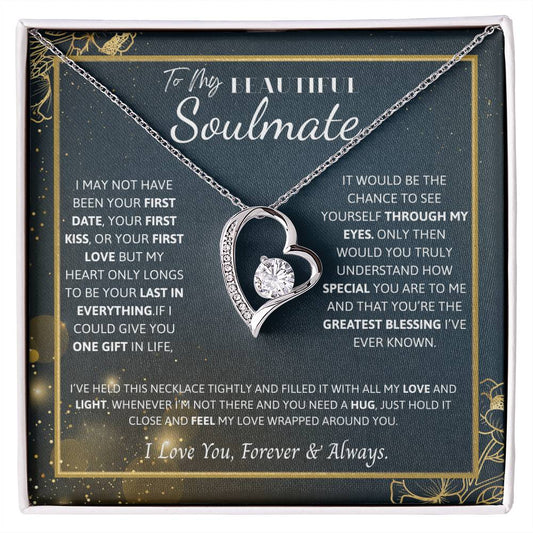 To My Soulmate Necklace – Romantic Jewelry Gift for Wife from Husband – Birthday, Anniversary, Valentine’s Day Gift with Message Card & Gift Box