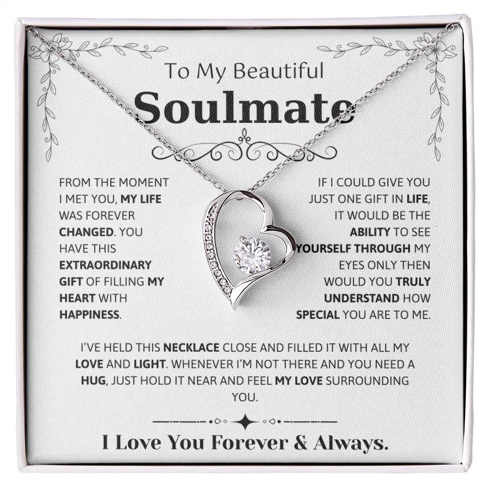 To My Soulmate Necklace – Romantic Jewelry Gift for Wife from Husband – Birthday, Anniversary, Valentine’s Day Gift with Message Card & Gift Box