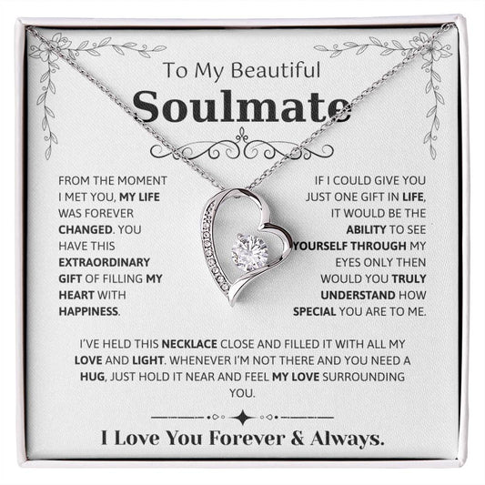 To My Soulmate Necklace – Romantic Jewelry Gift for Wife from Husband – Birthday, Anniversary, Valentine’s Day Gift with Message Card & Gift Box