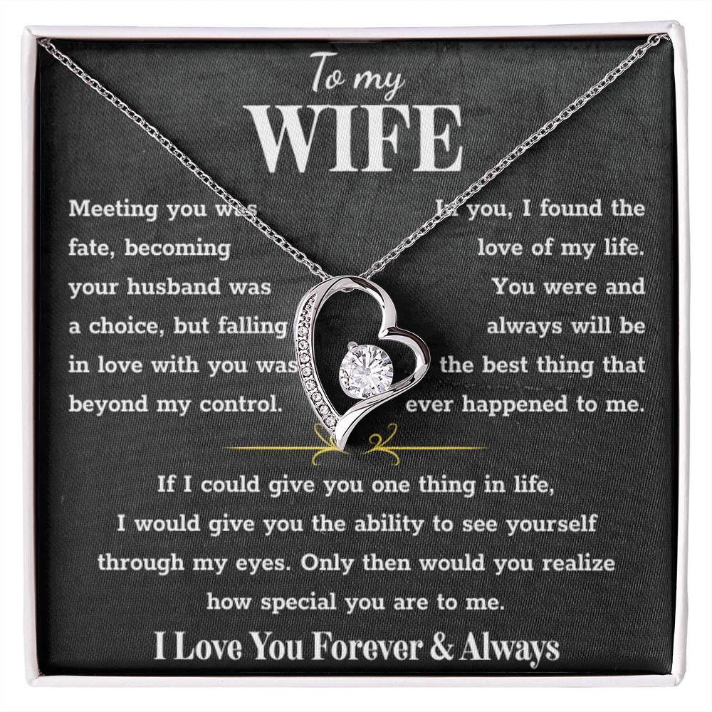To My Wife – Forever Love Necklace, Gift for Wife from Husband, Romantic Anniversary Birthday Christmas Jewelry, Meaningful Love Message Card, Perfect Valentine’s Day Gift