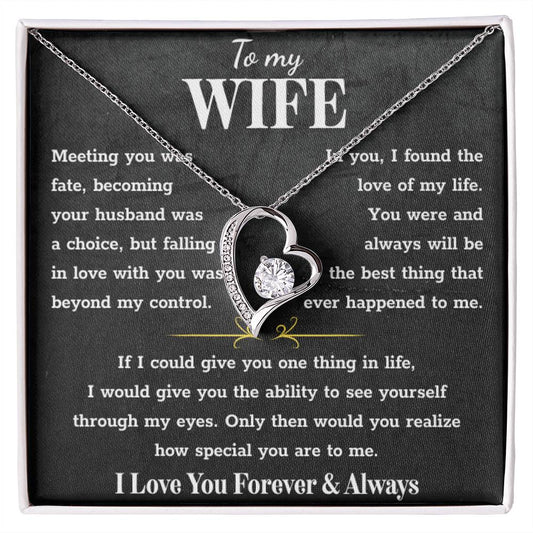 To My Wife – Forever Love Necklace, Gift for Wife from Husband, Romantic Anniversary Birthday Christmas Jewelry, Meaningful Love Message Card, Perfect Valentine’s Day Gift