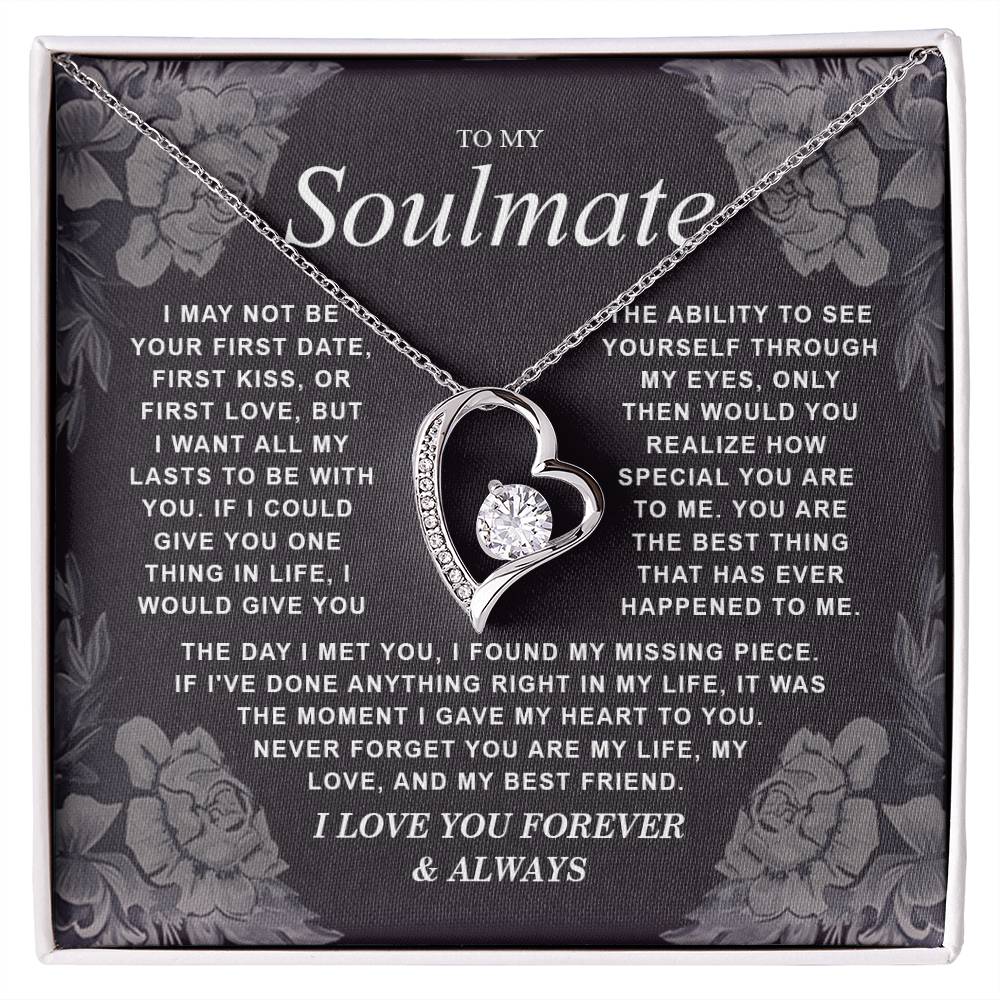To My Soulmate Necklace Gift for Wife, Girlfriend, Fiancée - Anniversary, Valentine's Day Necklace Gift Soul Mates Gift, Soulmate Jewelry Birthday Gifts From Husband Forever Love not Earing Template