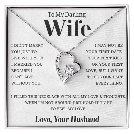 To My Wife – Forever Love Necklace, Gift for Wife from Husband, Romantic Anniversary Birthday Christmas Jewelry, Meaningful Love Message Card, Perfect Valentine’s Day Gift