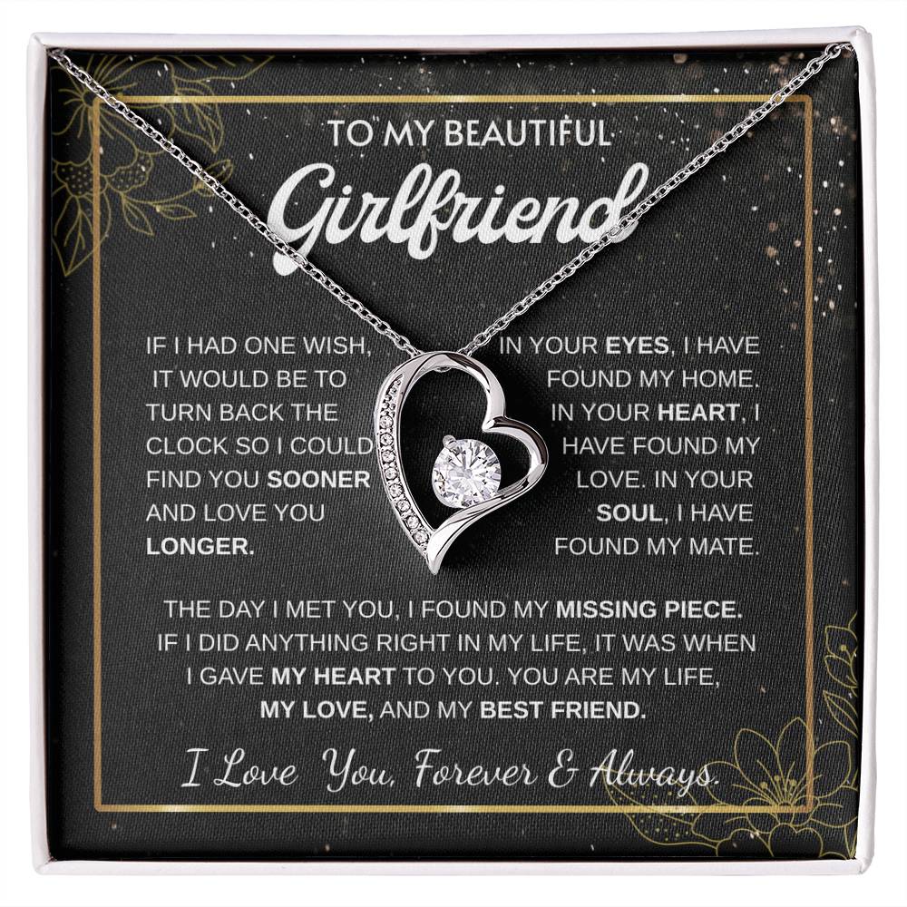 To My Girlfriend – Sterling Silver Forever Love Necklace, Meaningful Jewelry Gift for Her, Birthday, Anniversary, Valentine’s Day