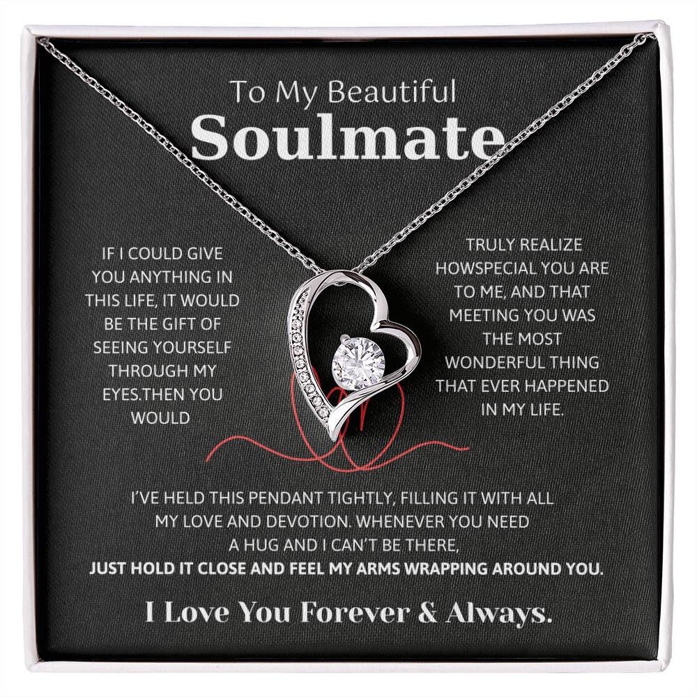 To My Soulmate Necklace – Romantic Jewelry Gift for Wife from Husband – Birthday, Anniversary, Valentine’s Day Gift with Message Card & Gift Box