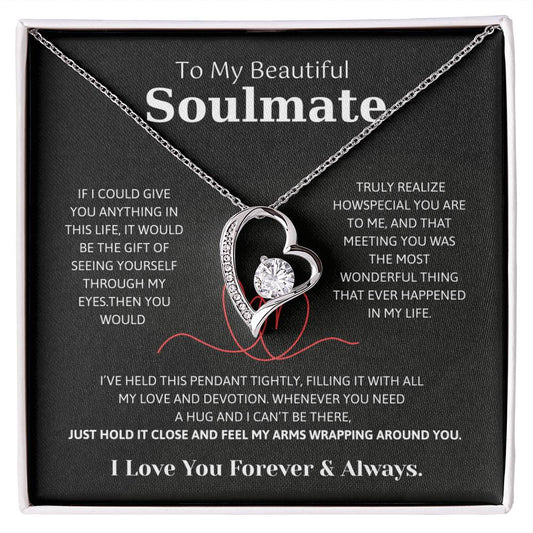 To My Soulmate Necklace – Romantic Jewelry Gift for Wife from Husband – Birthday, Anniversary, Valentine’s Day Gift with Message Card & Gift Box