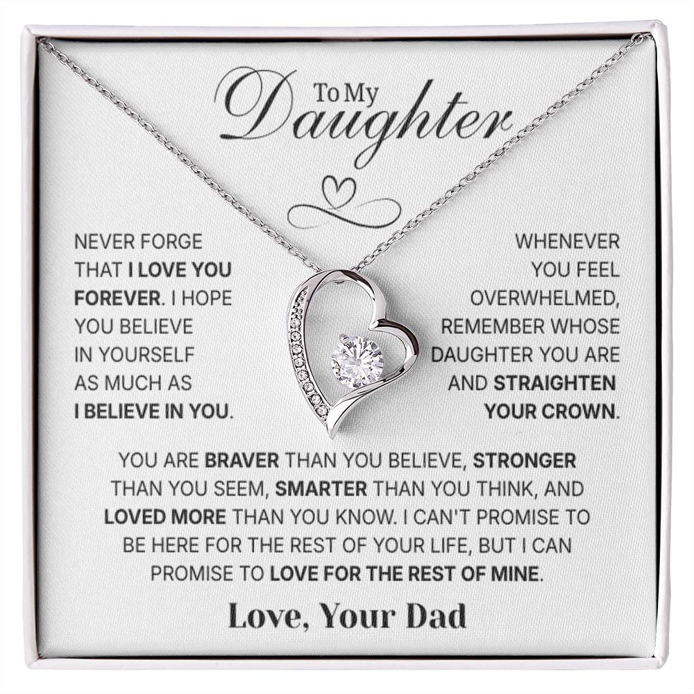 To My Daughter Necklace from Dad – Christmas Gift for Daughter or Daughter-in-Law, Birthday Jewelry for Women, Valentine's Day & Mother's Day Present
