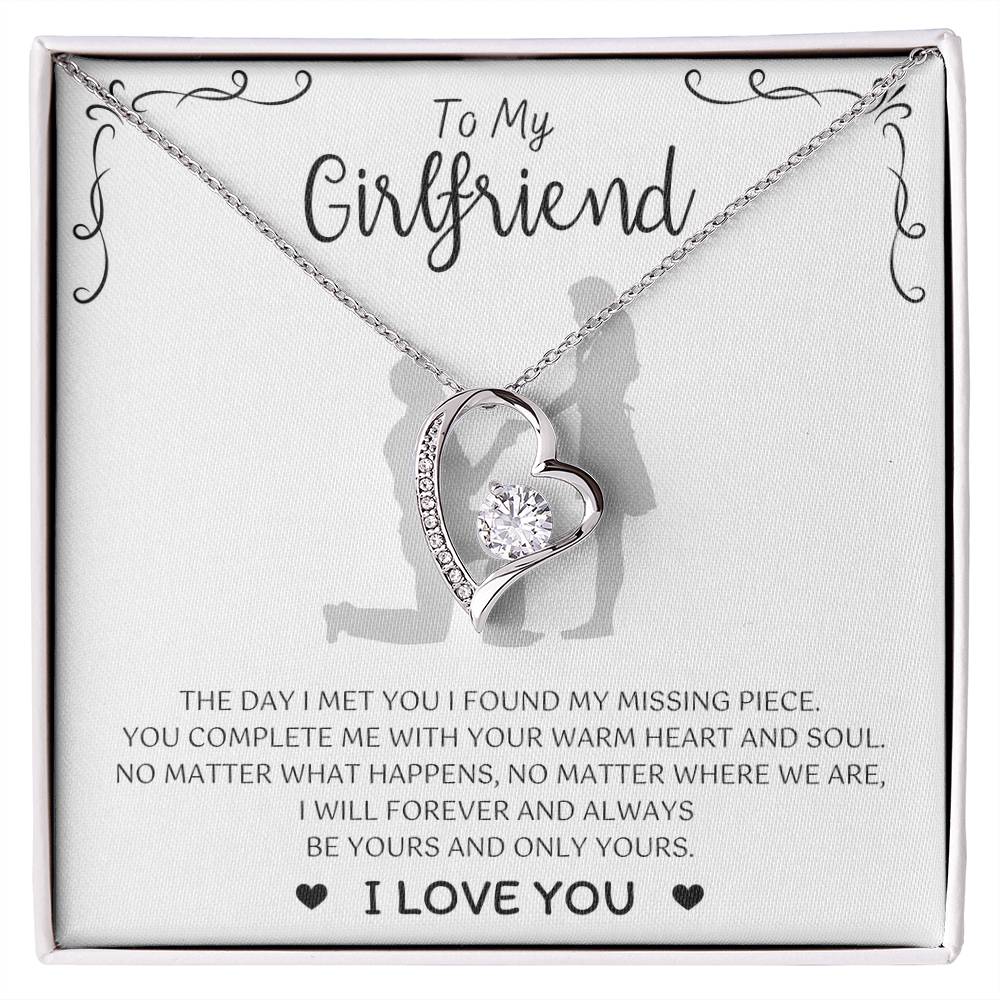 To My Girlfriend – Sterling Silver Forever Love Necklace, Meaningful Jewelry Gift for Her, Birthday, Anniversary, Valentine’s Day