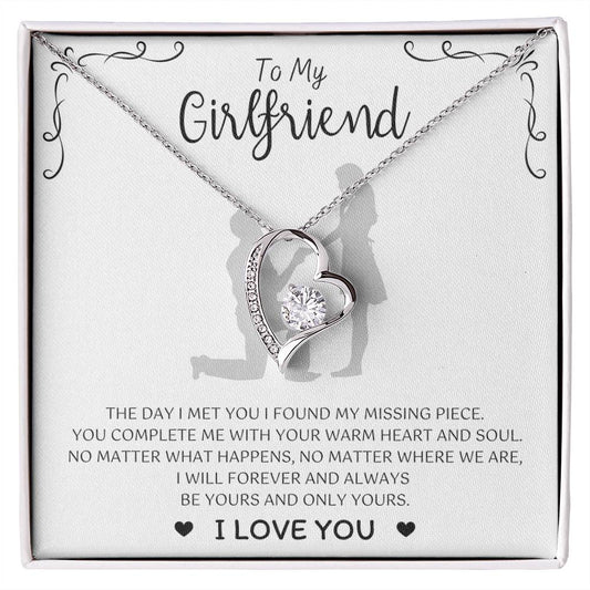 To My Girlfriend – Sterling Silver Forever Love Necklace, Meaningful Jewelry Gift for Her, Birthday, Anniversary, Valentine’s Day