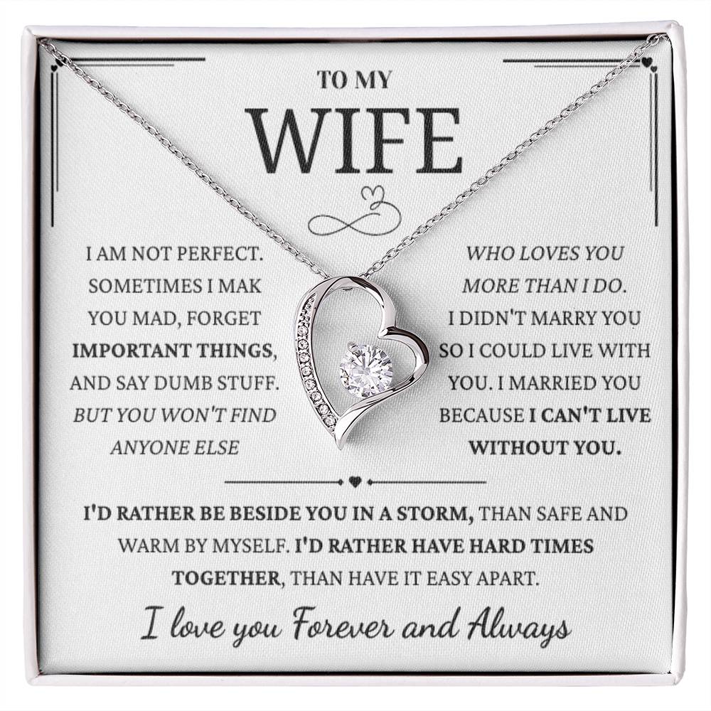 To My Wife – Forever Love Necklace, Gift for Wife from Husband, Romantic Anniversary Birthday Christmas Jewelry, Meaningful Love Message Card, Perfect Valentine’s Day Gift