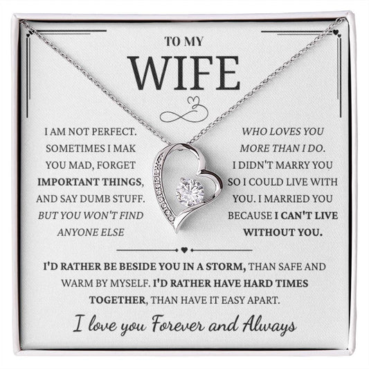 To My Wife – Forever Love Necklace, Gift for Wife from Husband, Romantic Anniversary Birthday Christmas Jewelry, Meaningful Love Message Card, Perfect Valentine’s Day Gift