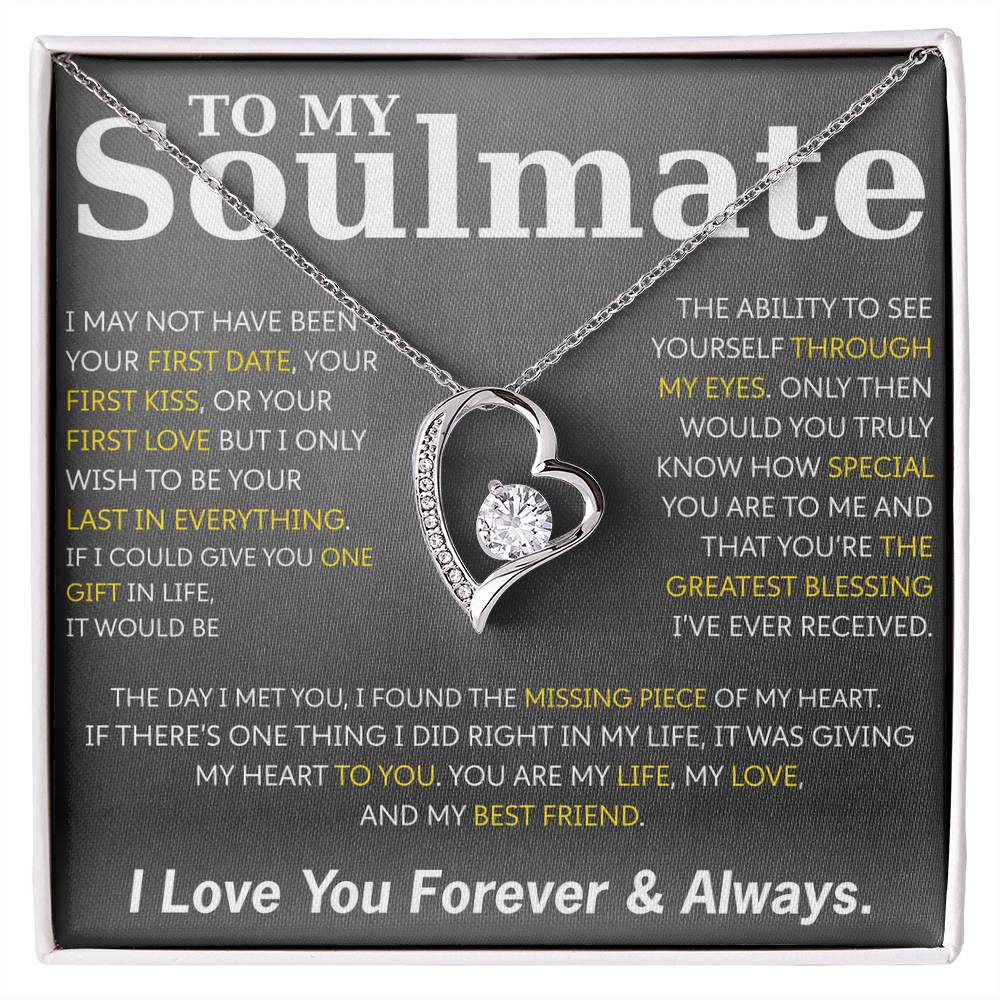 To My Soulmate Necklace – Romantic Jewelry Gift for Wife from Husband – Birthday, Anniversary, Valentine’s Day Gift with Message Card & Gift Box