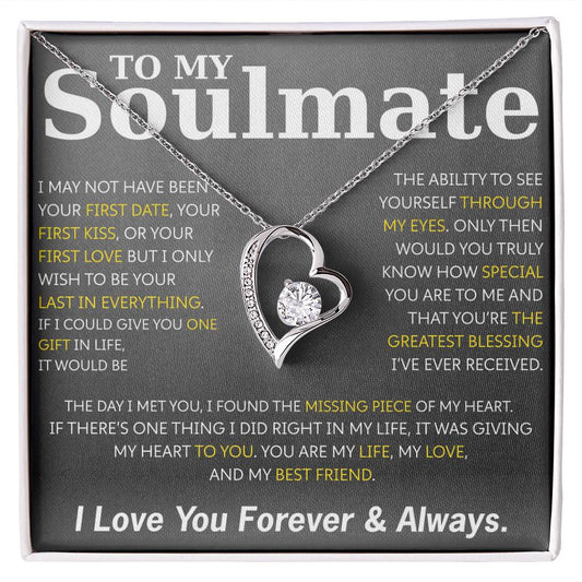 To My Soulmate Necklace – Romantic Jewelry Gift for Wife from Husband – Birthday, Anniversary, Valentine’s Day Gift with Message Card & Gift Box