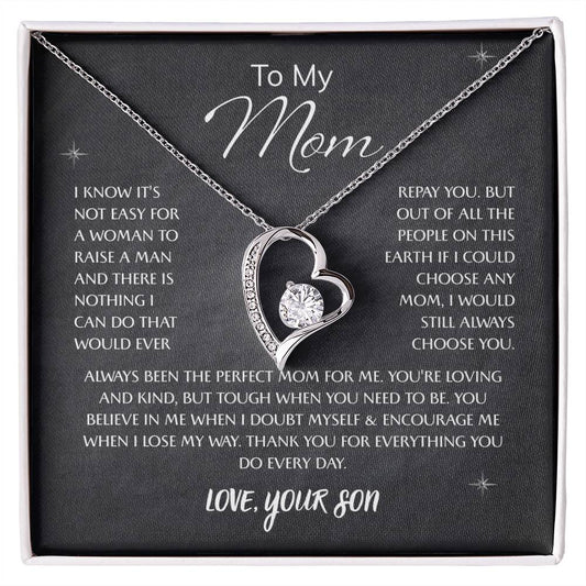 To My Mom – Sentimental Necklace with Heartfelt Card, Thoughtful Gifts from Daughter or Son for Mother’s Day, Birthday, Christmas