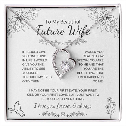 To My Future Wife Necklace – Promise Gift for Fiancée, Soulmate Necklace with Message Card & Gift Box, Romantic Jewelry for Her, Birthday or Engagement Present