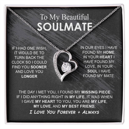 To My Beautiful Soulmate Necklace Girlfriend Soulmate Gift for Her To My Wife Necklace With Heartfelt Message And Elegant Gift Box for Women, Birthday Gifts For Wife Gifts From Husband Forever Love not Earing Template
