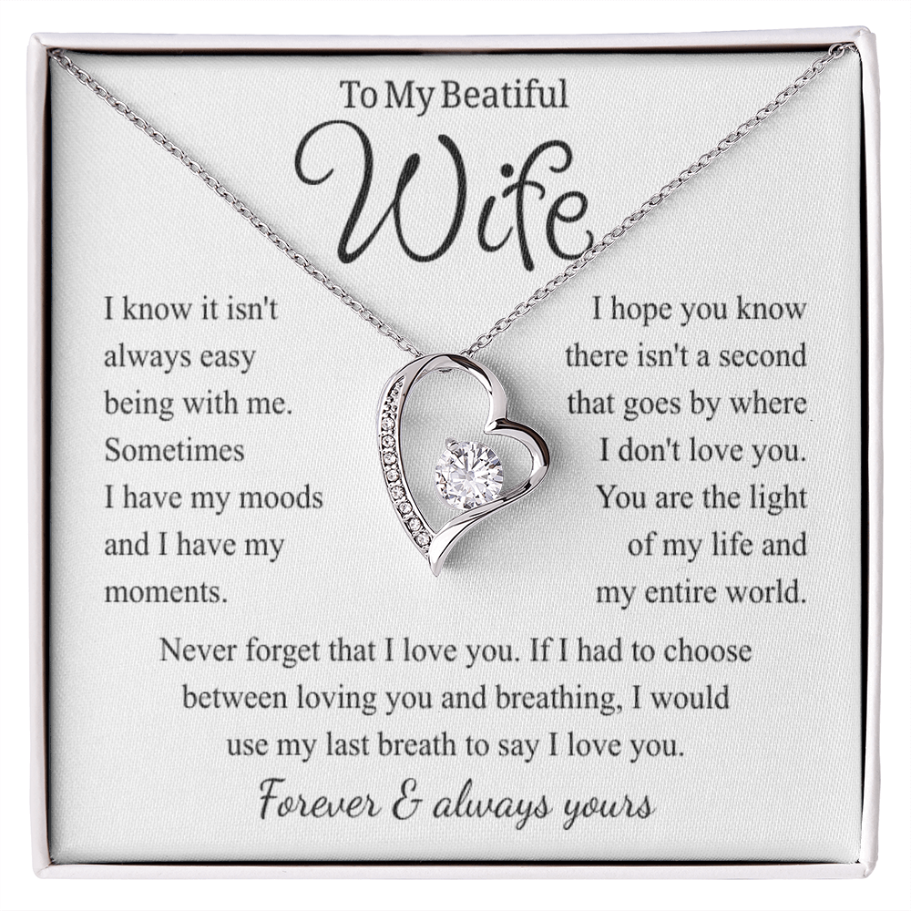 To My Wife – Forever Love Necklace, Gift for Wife from Husband, Romantic Anniversary Birthday Christmas Jewelry, Meaningful Love Message Card, Perfect Valentine's Day Gift