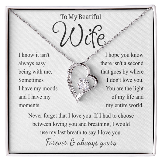 To My Wife – Forever Love Necklace, Gift for Wife from Husband, Romantic Anniversary Birthday Christmas Jewelry, Meaningful Love Message Card, Perfect Valentine's Day Gift