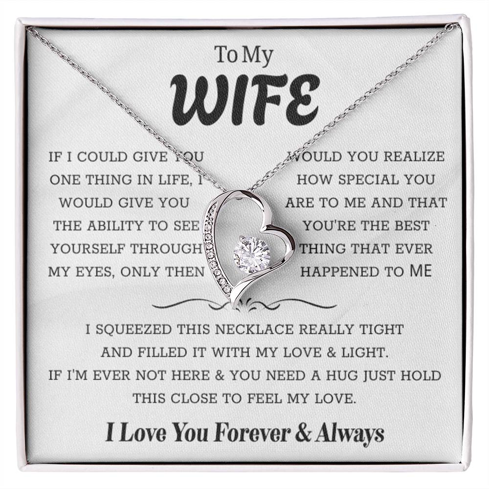 To My Wife – Forever Love Necklace, Gift for Wife from Husband, Romantic Anniversary Birthday Christmas Jewelry, Meaningful Love Message Card, Perfect Valentine’s Day Gift