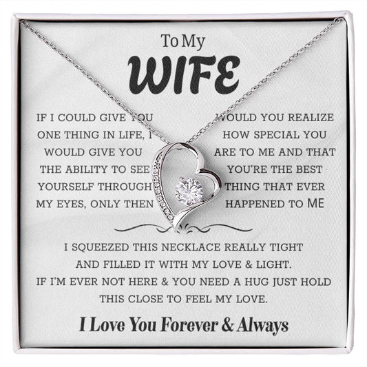 To My Wife – Forever Love Necklace, Gift for Wife from Husband, Romantic Anniversary Birthday Christmas Jewelry, Meaningful Love Message Card, Perfect Valentine’s Day Gift