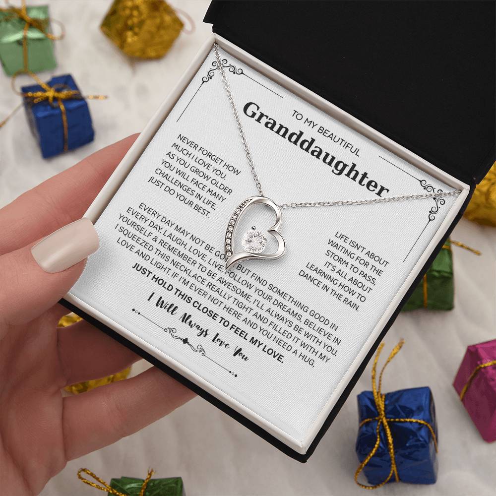 Granddaughter Gifts From Grandma Grandpa - To My Granddaughter Necklace With Heartfelt Message & Elegant Box, Jewelry Gift For Birthday, Graduation, Valentines, Mothers Day, Christmas & More