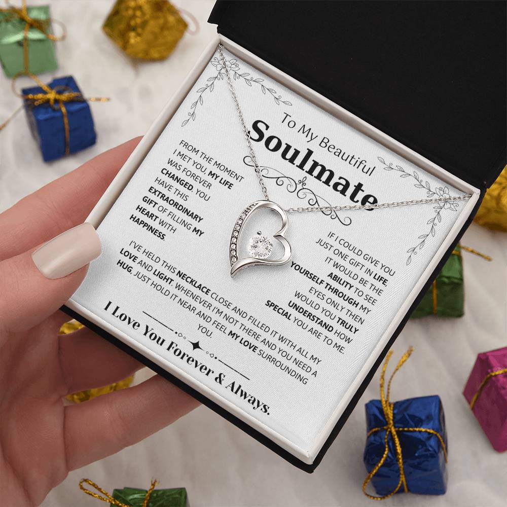To My Soulmate Necklace – Romantic Jewelry Gift for Wife from Husband – Birthday, Anniversary, Valentine’s Day Gift with Message Card & Gift Box