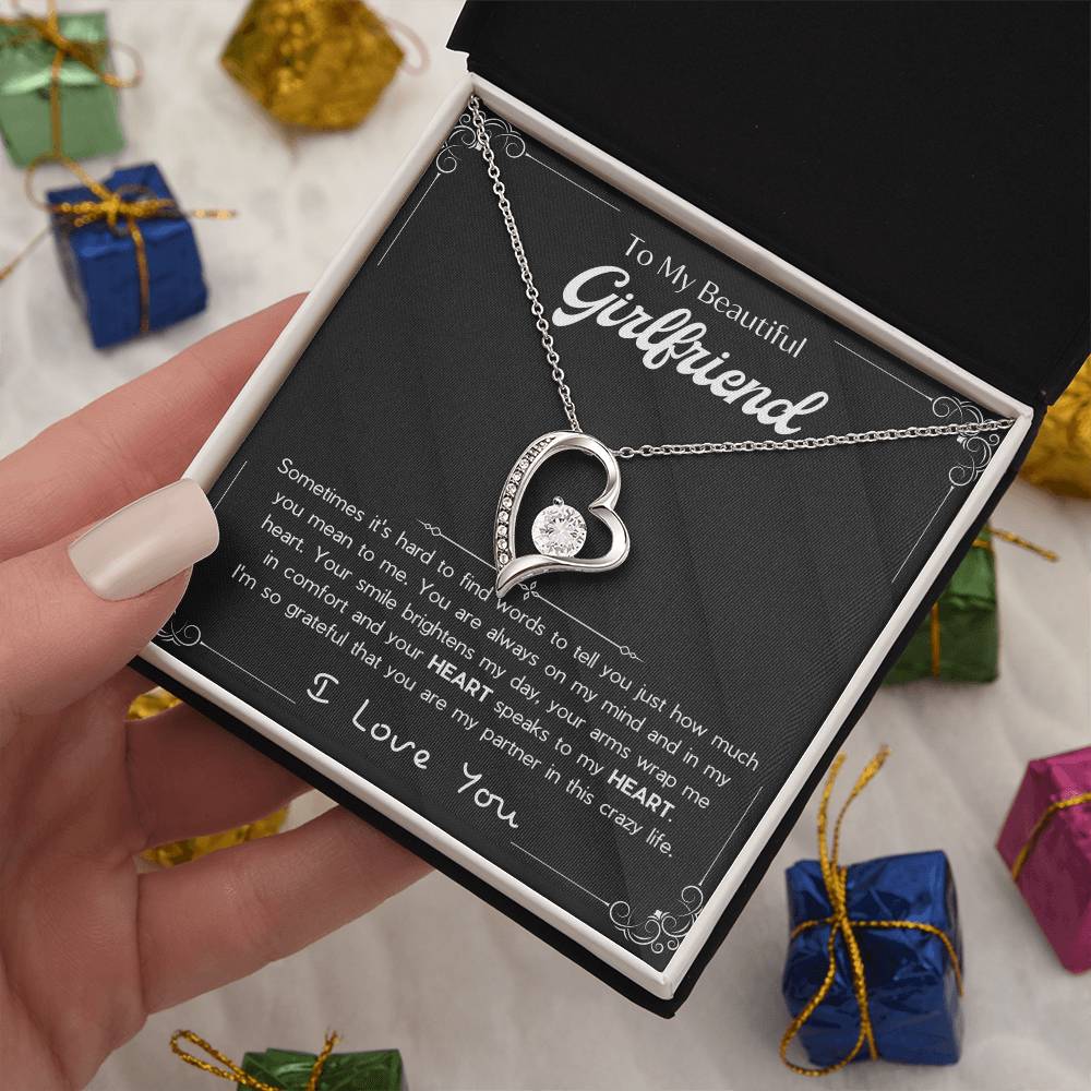 To My Girlfriend – Sterling Silver Forever Love Necklace, Meaningful Jewelry Gift for Her, Birthday, Anniversary, Valentine’s Day