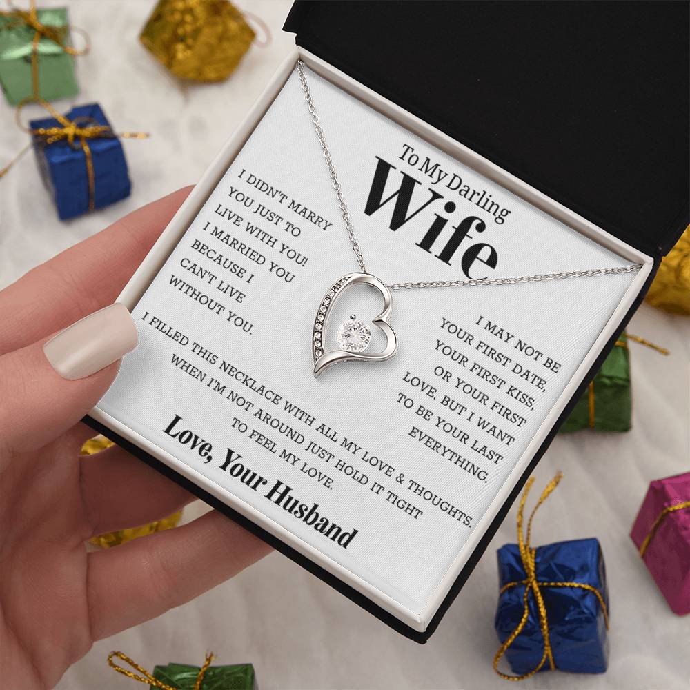To My Wife – Forever Love Necklace, Gift for Wife from Husband, Romantic Anniversary Birthday Christmas Jewelry, Meaningful Love Message Card, Perfect Valentine’s Day Gift