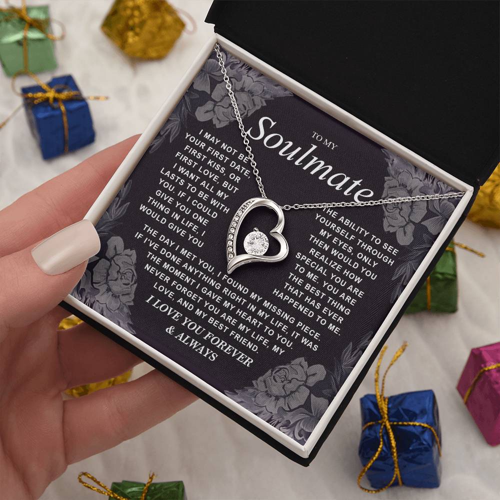 To My Soulmate Necklace Gift for Wife, Girlfriend, Fiancée - Anniversary, Valentine's Day Necklace Gift Soul Mates Gift, Soulmate Jewelry Birthday Gifts From Husband Forever Love not Earing Template