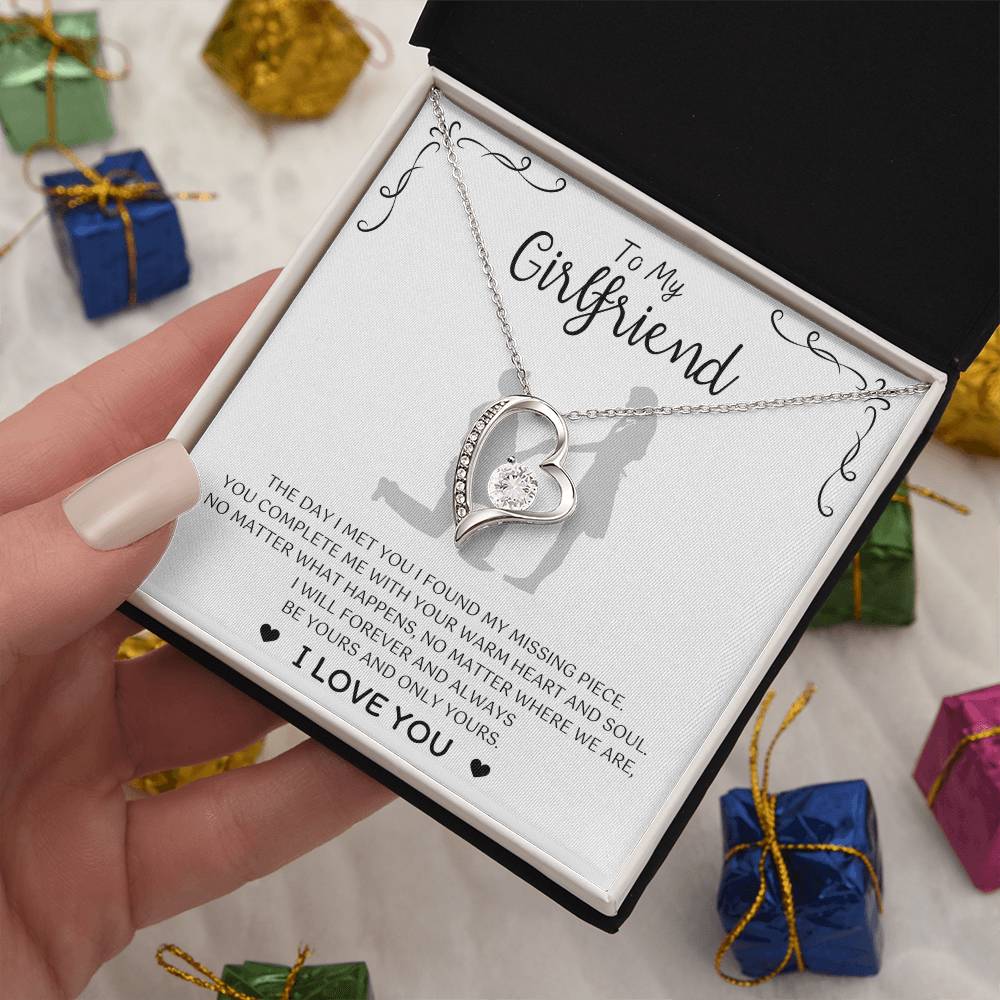 To My Girlfriend – Sterling Silver Forever Love Necklace, Meaningful Jewelry Gift for Her, Birthday, Anniversary, Valentine’s Day