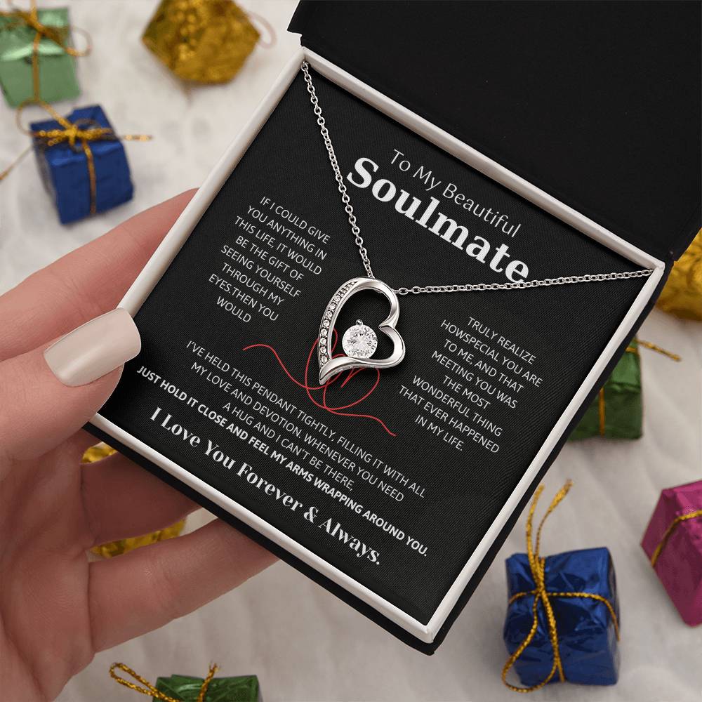 To My Soulmate Necklace – Romantic Jewelry Gift for Wife from Husband – Birthday, Anniversary, Valentine’s Day Gift with Message Card & Gift Box