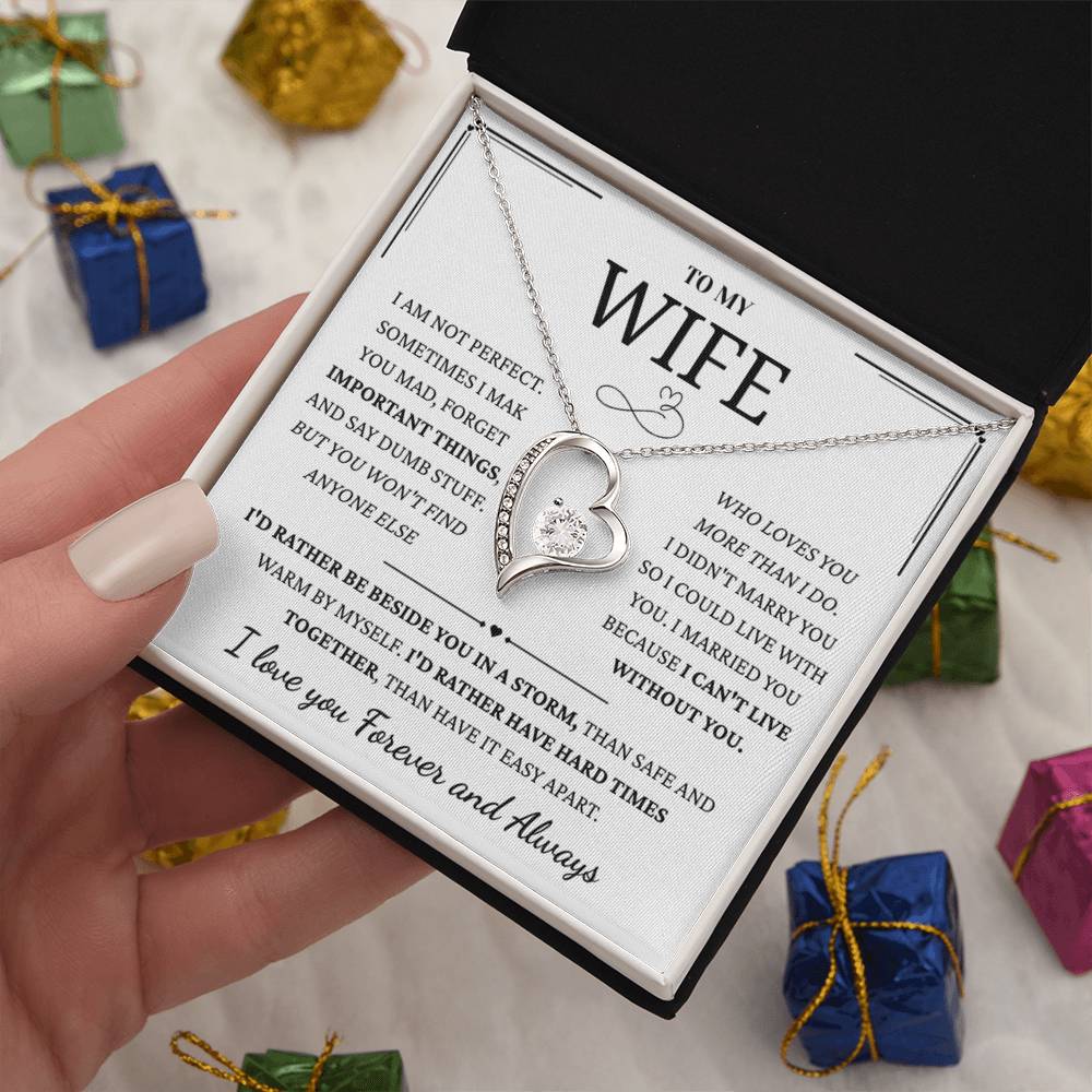 To My Wife – Forever Love Necklace, Gift for Wife from Husband, Romantic Anniversary Birthday Christmas Jewelry, Meaningful Love Message Card, Perfect Valentine’s Day Gift