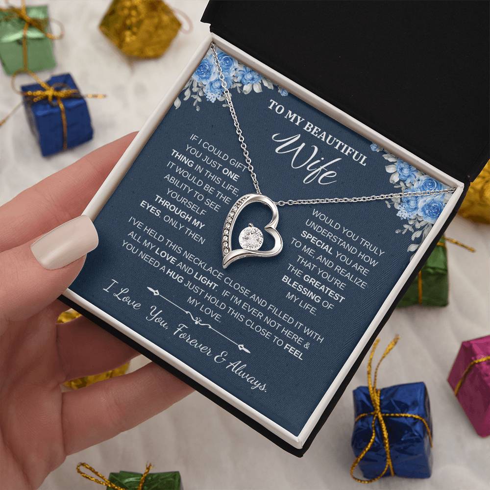 To My Wife Jewelry – Forever Love Necklace, Romantic Gift for Her, The Greatest Blessing in My Life, Perfect for Birthday, Christmas, Anniversary, or Valentine’s Day