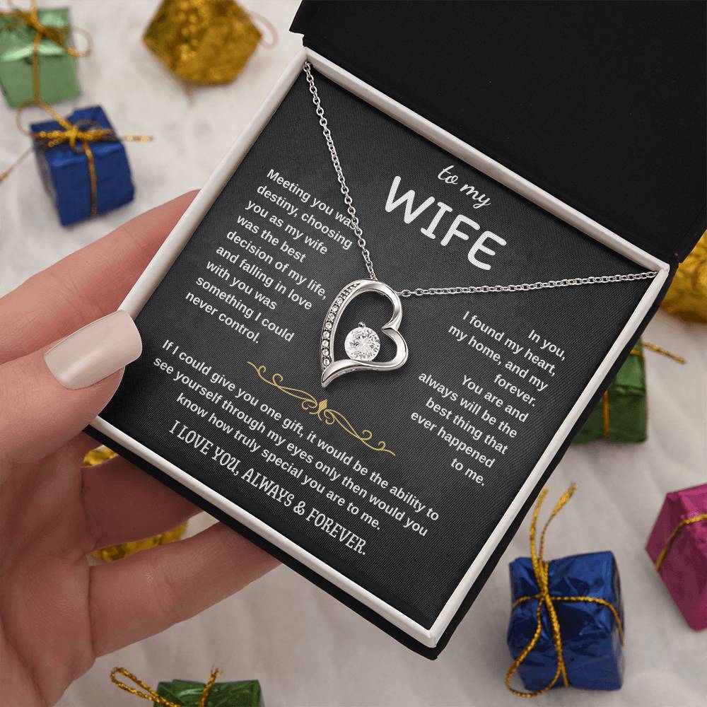 To My Wife Jewelry – Forever Love Necklace, Romantic Gift for Her, The Greatest Blessing in My Life, Perfect for Birthday, Christmas, Anniversary, or Valentine’s Day