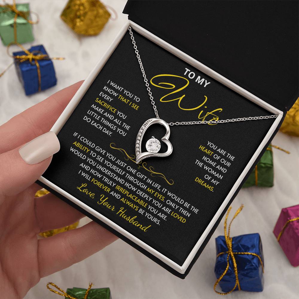 To My Wife Jewelry – Forever Love Necklace, Romantic Gift for Her, The Greatest Blessing in My Life, Perfect for Birthday, Christmas, Anniversary, or Valentine’s Day