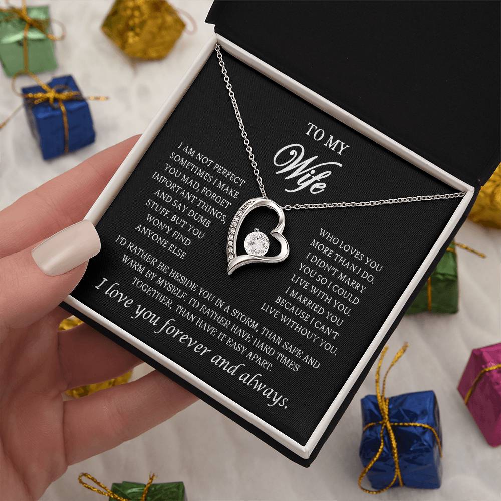 To My Wife Heart Necklace – Stainless Steel Pendant for Women – Meaningful Gift for Anniversary, Birthday, Christmas, Valentine’s Day