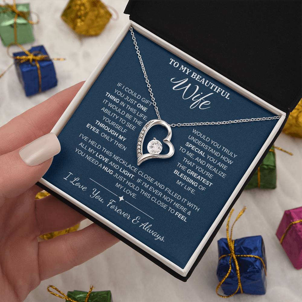 To My Wife Jewelry – Forever Love Necklace, Romantic Gift for Her, The Greatest Blessing in My Life, Perfect for Birthday, Christmas, Anniversary, or Valentine’s Day