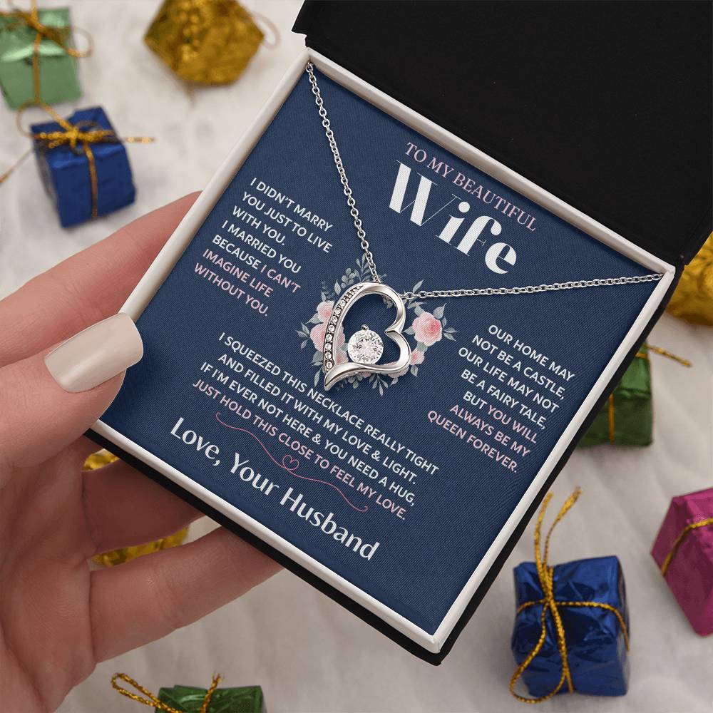 To My Wife Jewelry – Forever Love Necklace, Romantic Gift for Her, The Greatest Blessing in My Life, Perfect for Birthday, Christmas, Anniversary, or Valentine’s Day