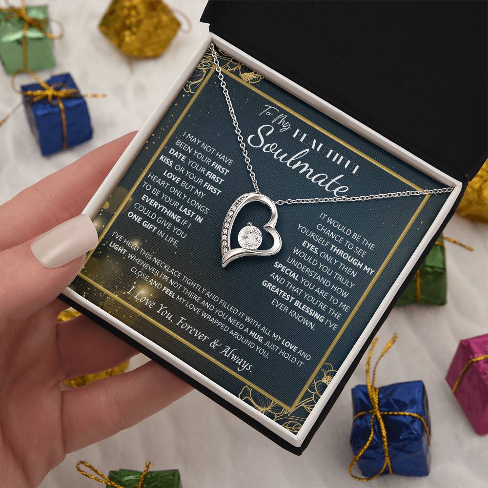To My Soulmate Necklace – Romantic Jewelry Gift for Wife from Husband – Birthday, Anniversary, Valentine’s Day Gift with Message Card & Gift Box