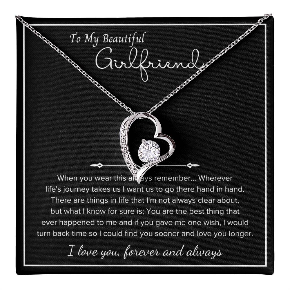 To My Girlfriend – Sterling Silver Forever Love Necklace, Meaningful Jewelry Gift for Her, Birthday, Anniversary, Valentine’s Day