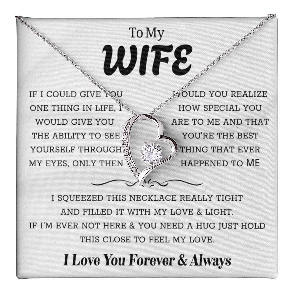 To My Wife – Forever Love Necklace, Gift for Wife from Husband, Romantic Anniversary Birthday Christmas Jewelry, Meaningful Love Message Card, Perfect Valentine’s Day Gift