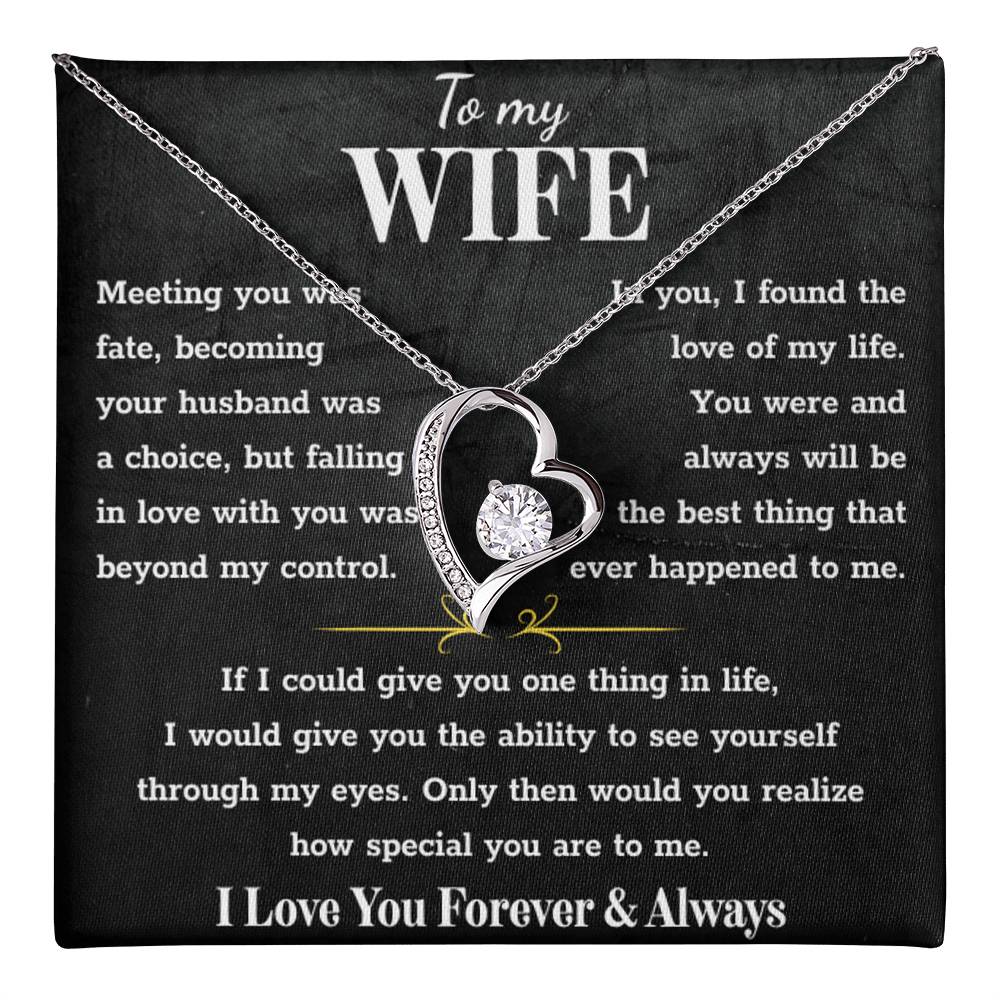 To My Wife – Forever Love Necklace, Gift for Wife from Husband, Romantic Anniversary Birthday Christmas Jewelry, Meaningful Love Message Card, Perfect Valentine’s Day Gift