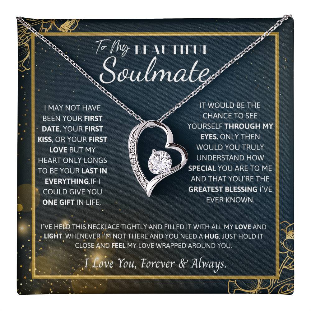 To My Soulmate Necklace – Romantic Jewelry Gift for Wife from Husband – Birthday, Anniversary, Valentine’s Day Gift with Message Card & Gift Box